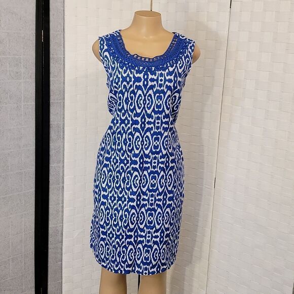 BRAND NEW KIM ROGERS SLEEVELESS LINEN INVISIBLE ZIP CLOSURE DRESS - Picture 4 of 16